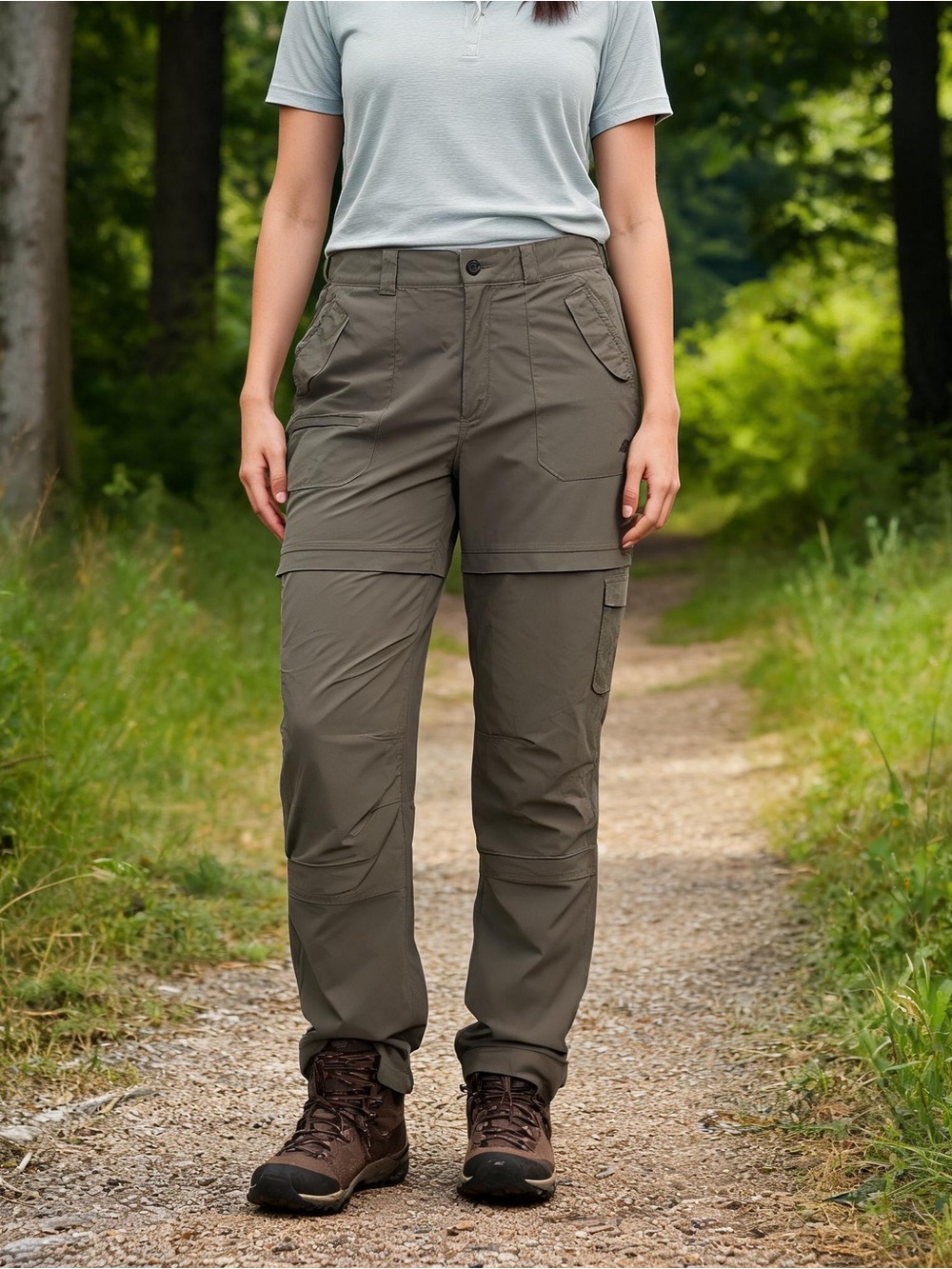 Eastern Mountain Sports Olive Camp Womens Cargo Zip Off Pants
